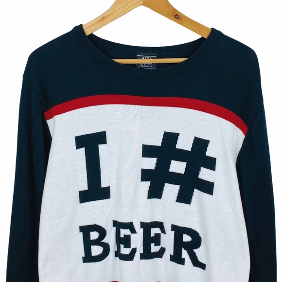 Empyre Surplus Co. Beer Collegiate Fraternity Crewneck Pullover Knit Sweater L - Picture 5 of 9